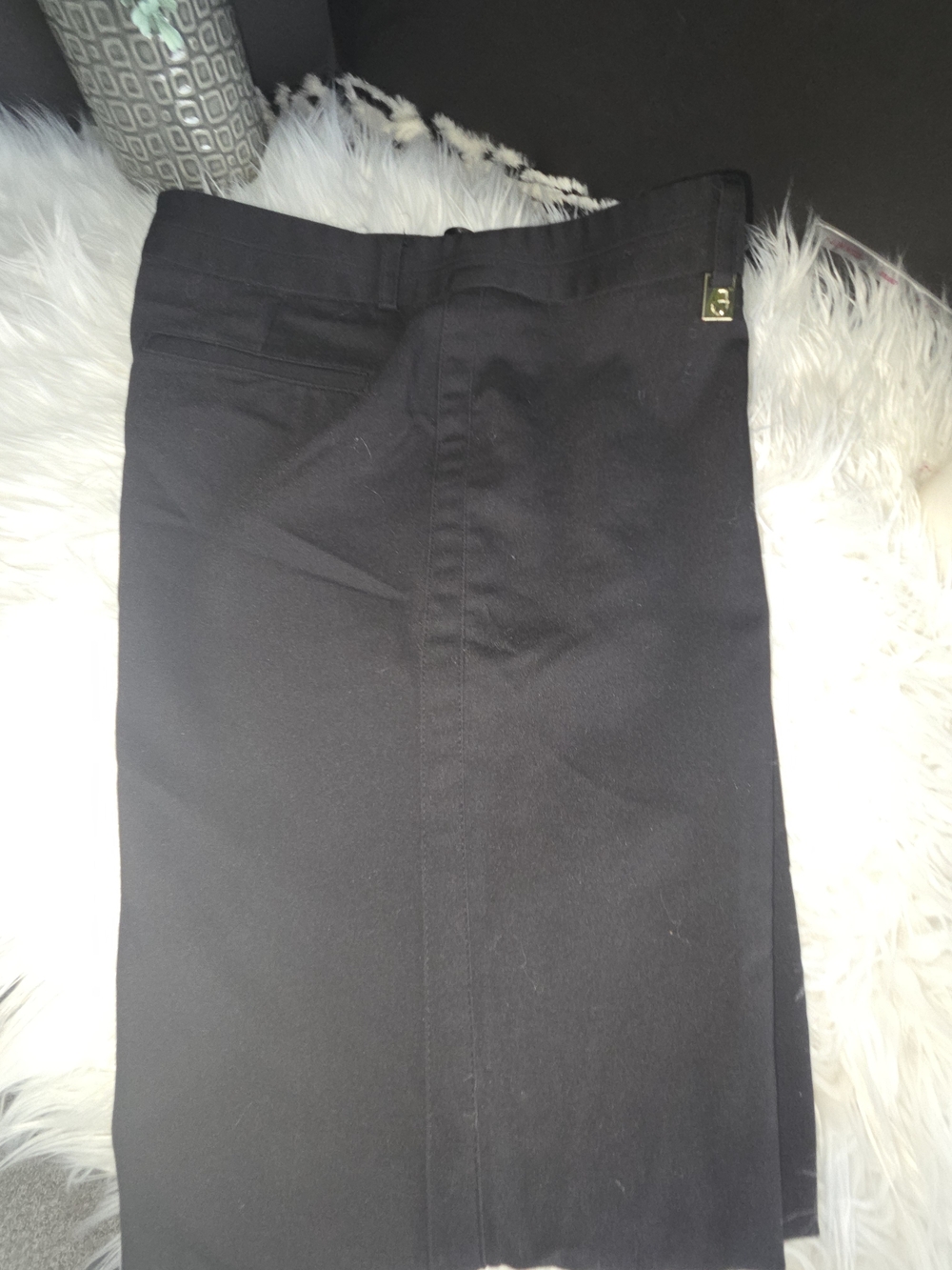 Karl Lagerfeld Paris Black Trouser Dressy Pants, Gold Accent, Size 10